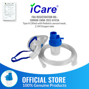 iCare NM06-002HC Nebulizer Kit (High Capacity 30mL) with Pediatric Aerosol Mask, 2.1m Oxygen Tube